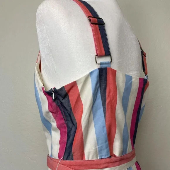 EUC - Multicolor striped Button Front Dress - Picture 2 of 10